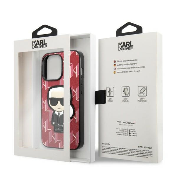Karl Lagerfeld KLHCP13LPMNIKPI Apple iPhone 13 Pro hardcase red Monogram Ikonik Patch