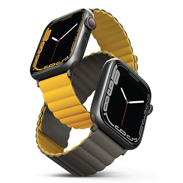 UNIQ Revix strap Apple Watch 4/5/6/7/SE/8/9/Ultra 44/45/49mm Reversible Magnetic mustard-khaki/mustard-khaki