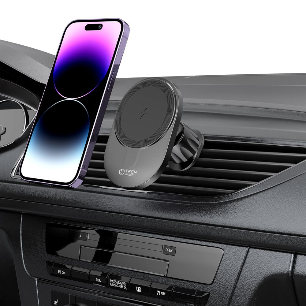 Tech-Protect MM15W-V1 Magnetic MagSafe Dashboard & Vent Car Mount Wireless Charger 15W Black