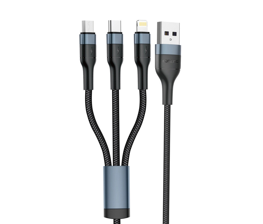 Kabel 3w1 FONENG X51 3A 1.2m, czarny