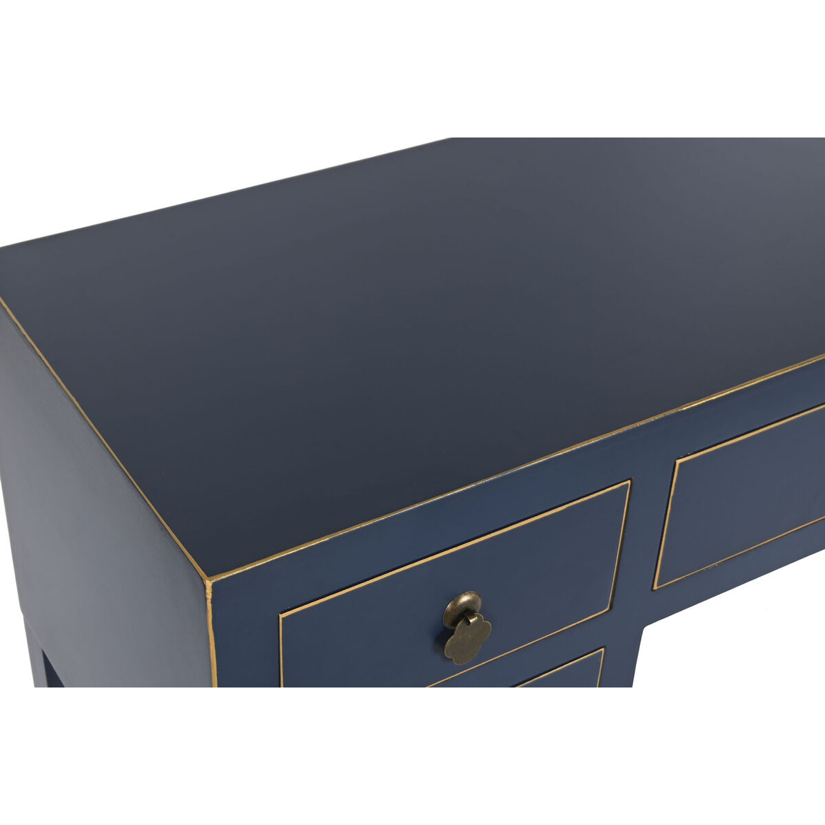 Desk DKD Home Decor Blue Golden Metal Pinewood MDF Wood 110 x 35 x 78 cm