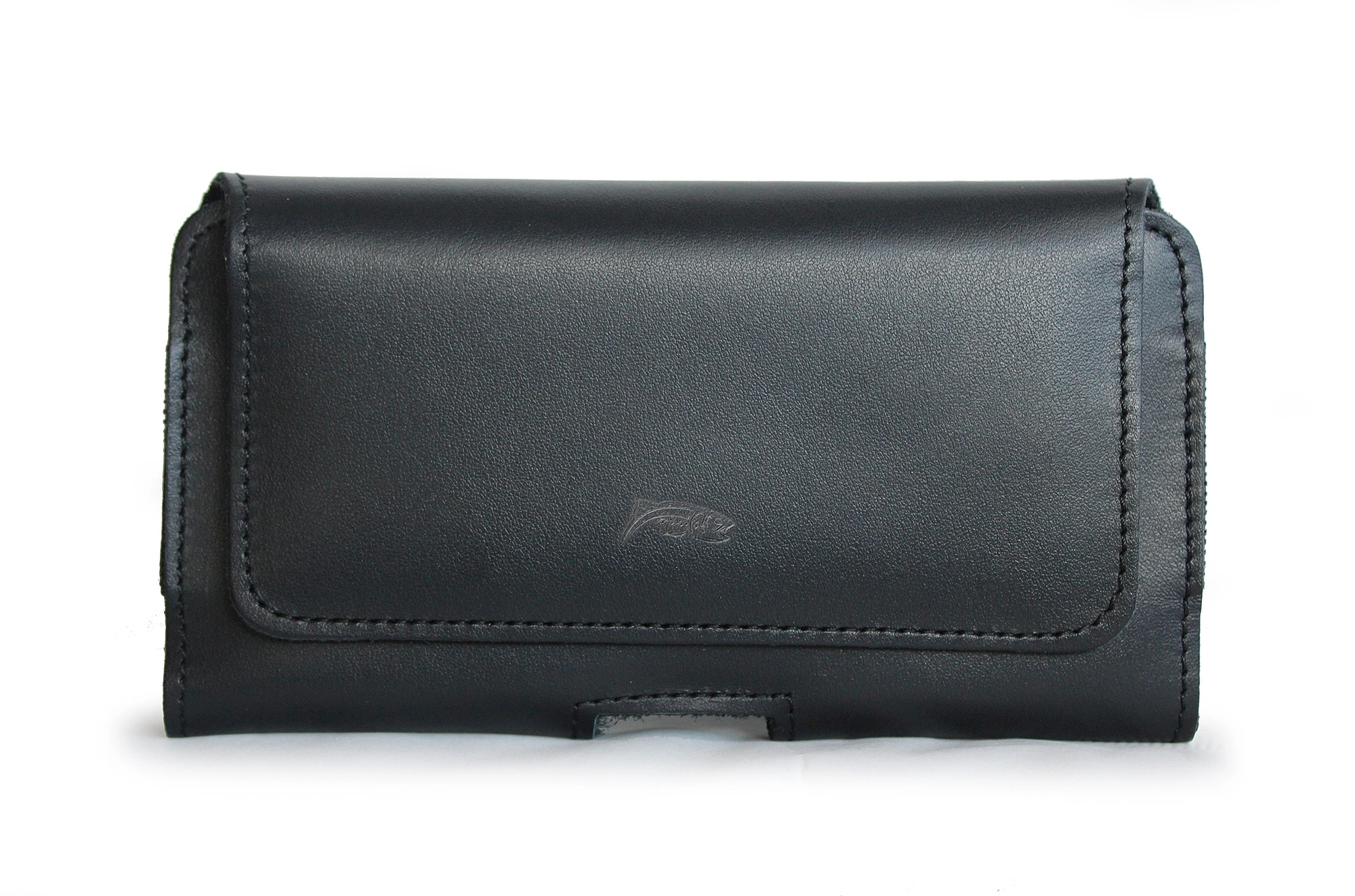 Skórzana kabura LURESKO FREYA XL do paska etui na telefon 165x82x10mm (czarny gładki czarna nić)