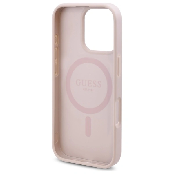 Guess GUHMP16LP4ROPEMCP Apple iPhone 16 Pro hardcase 4G Flowers Print MagSafe pink