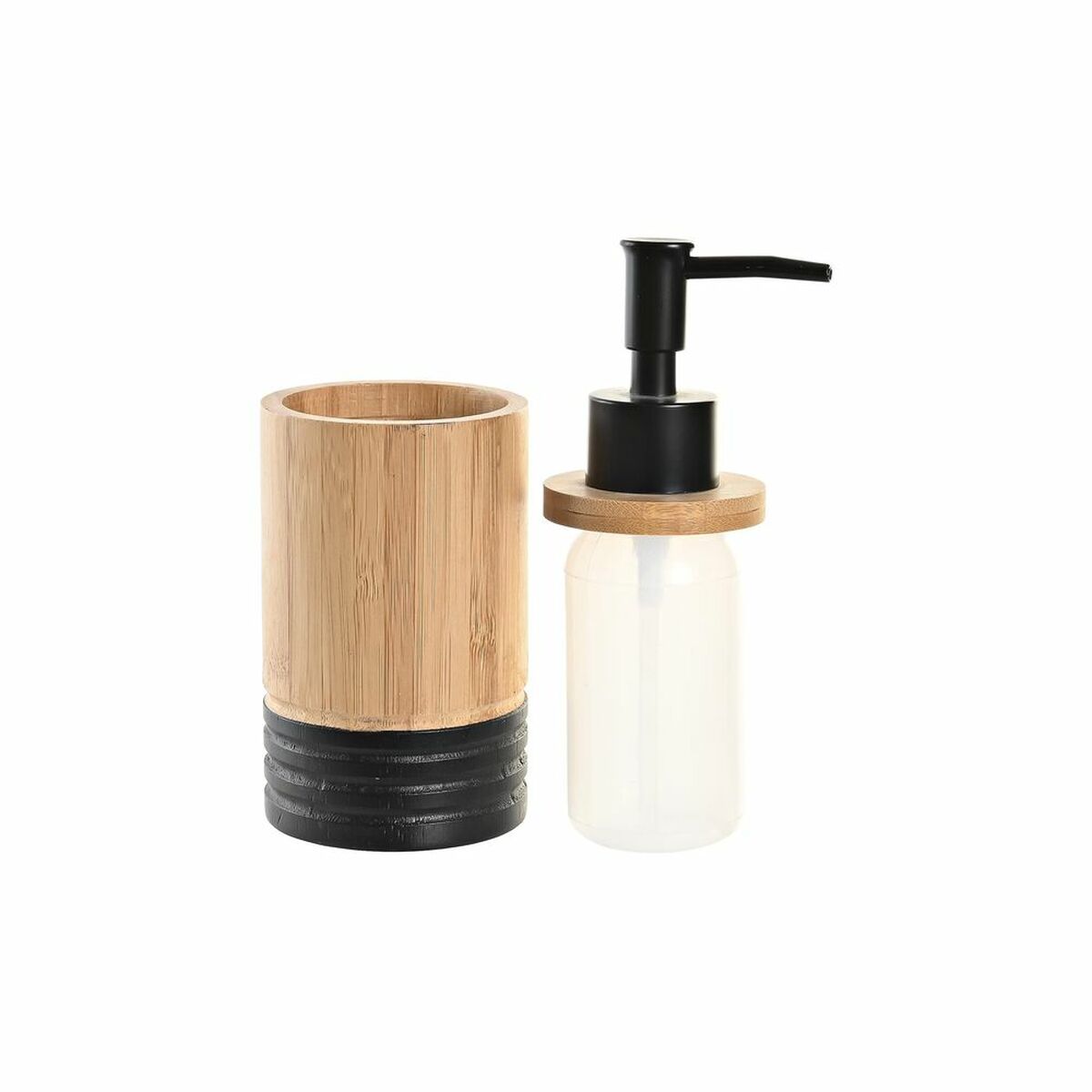 Dozownik mydła DKD Home Decor Czarny Naturalny Bambus polipropylen
