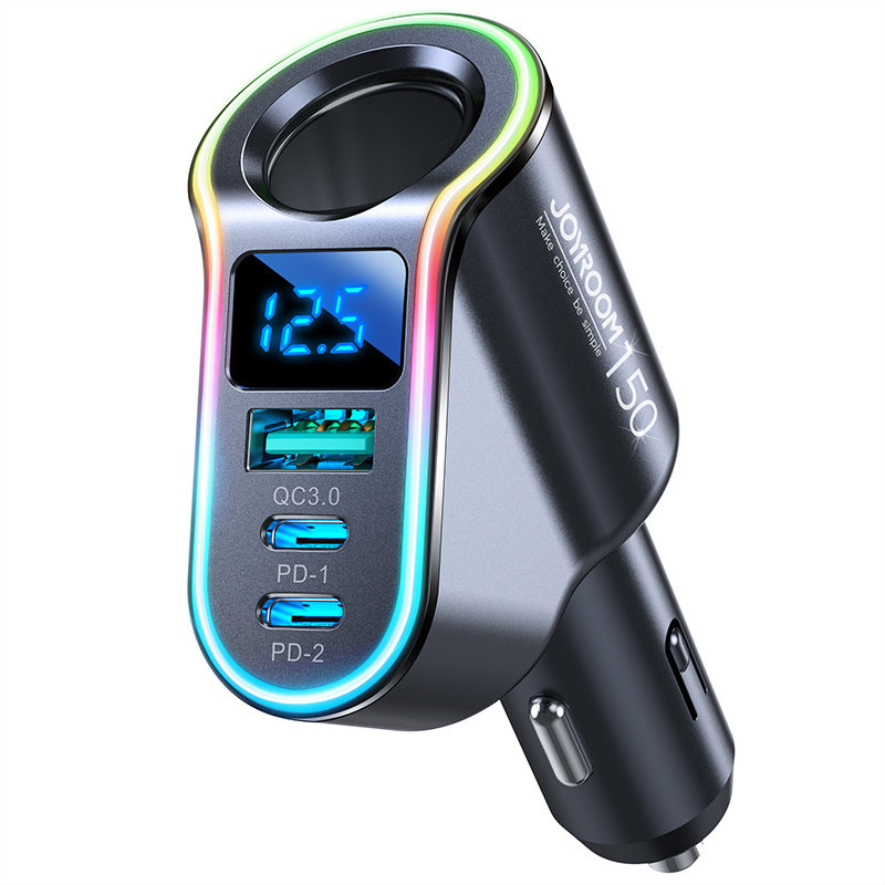 Joyroom Car Charger 4w1 USB-A QC 3.0/2xUSB-C PD 150W black (JR-CL21)