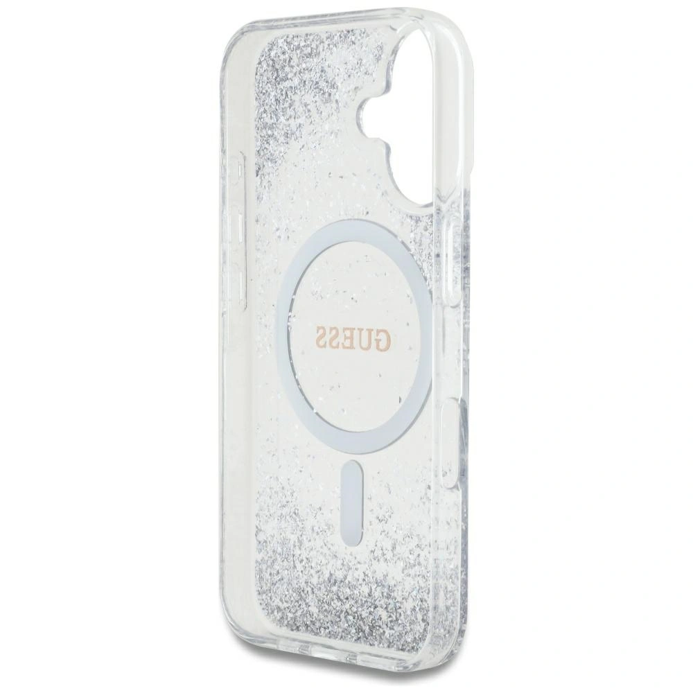 Guess HC Resin Bottom Glitter Apple iPhone 16 MagSafe silver