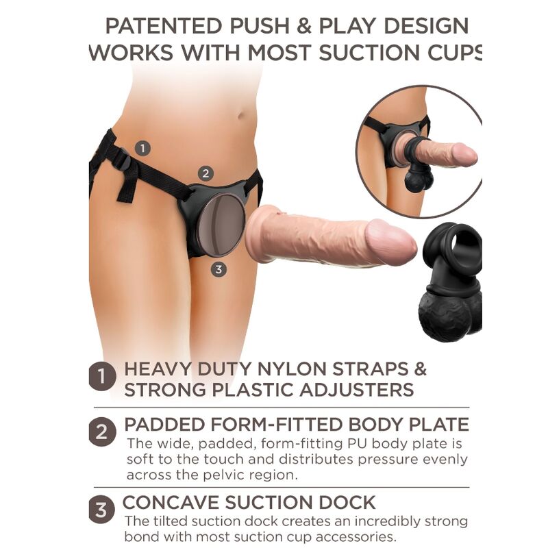 KING COCK ELITE - DELUXE ADJUSTABLE HARNESS KIT RING WITH TESTICLES & DILDO 20.3 CM