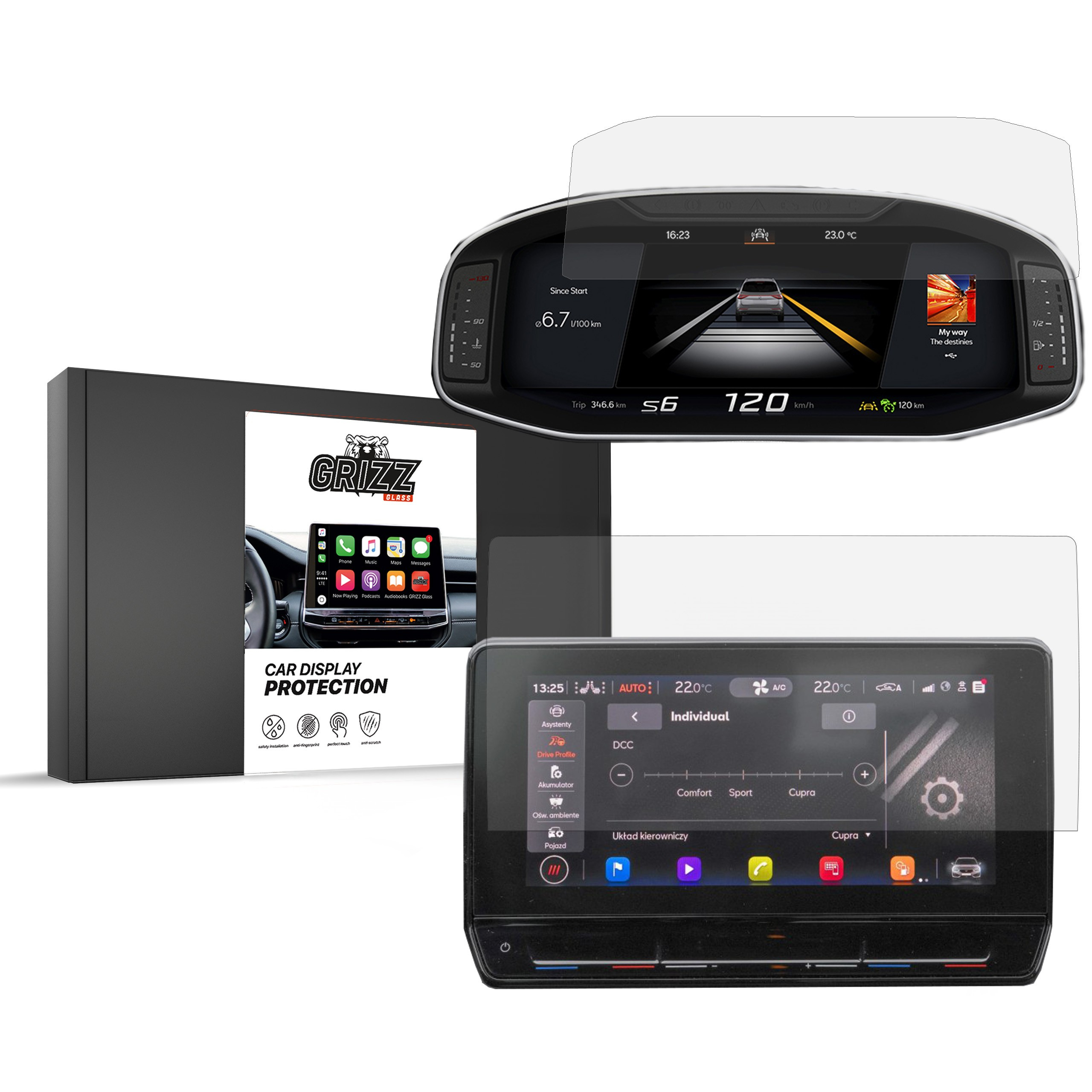 GrizzGlass CarDisplay Protection Cupra Leon 10" 2020 [2 PACK]