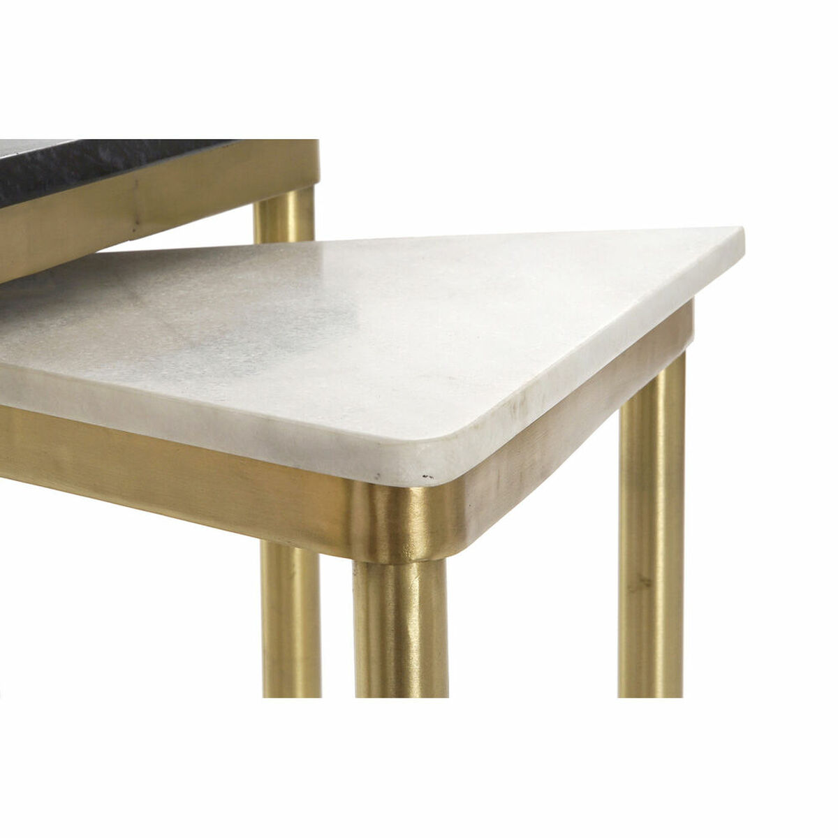 Set of 3 small tables DKD Home Decor Black Golden Metal White Green Marble Modern (68 x 46,5 x 53 cm) (3 Units)
