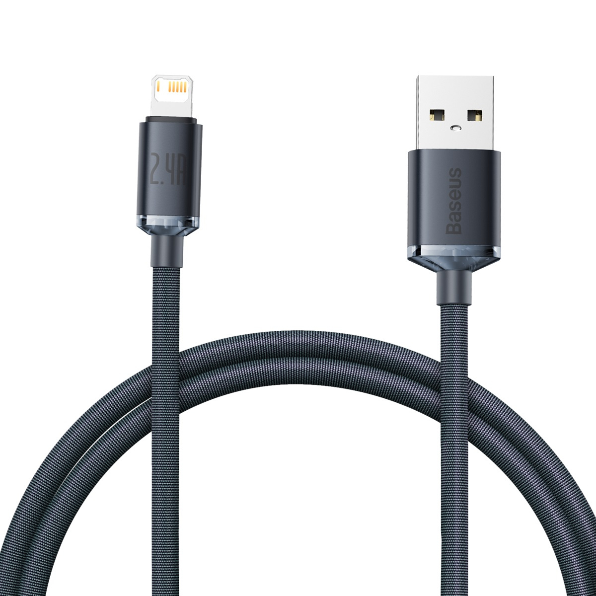 USB do Lightning Baseus Crystal Cable, 2.4A, 1.2m (black)