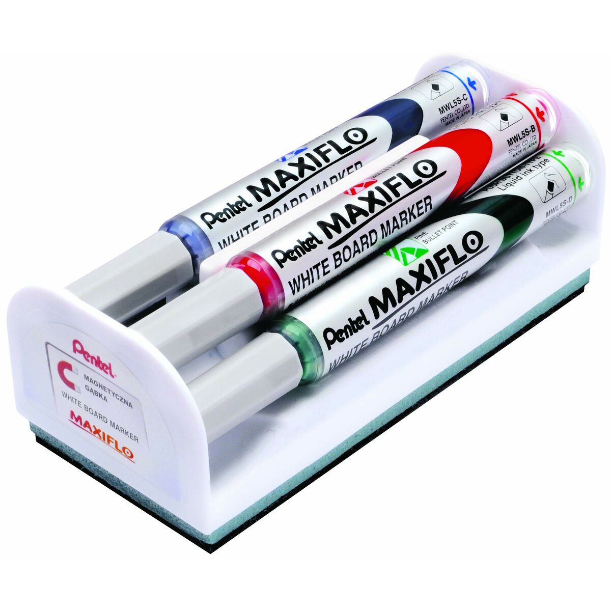 Set of Felt Tip Pens Pentel Maxiflo Board eraser 4 Pieces