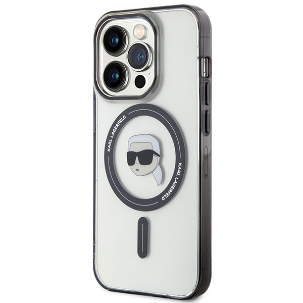 Karl Lagerfeld KLHMP15LHKHNOTK Apple iPhone 15 Pro hardcase IML Karl`s Head MagSafe transparent