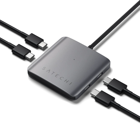 Satechi 4-in-1 HUB USB-C Adapter PD USB-C / 3xUSB-C 10Gbps, 1xUSB-C 100W PD space gray