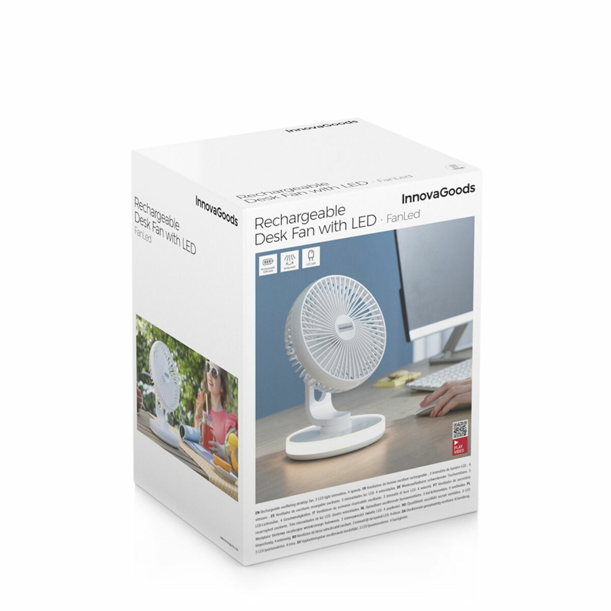 Rechargeable Desk Fan with LED FanLed InnovaGoods Ø6,6'' 4000 mAh Rechargeable Desk Fan with LED FanLed InnovaGoods Ø6,6'' 4000 mAh