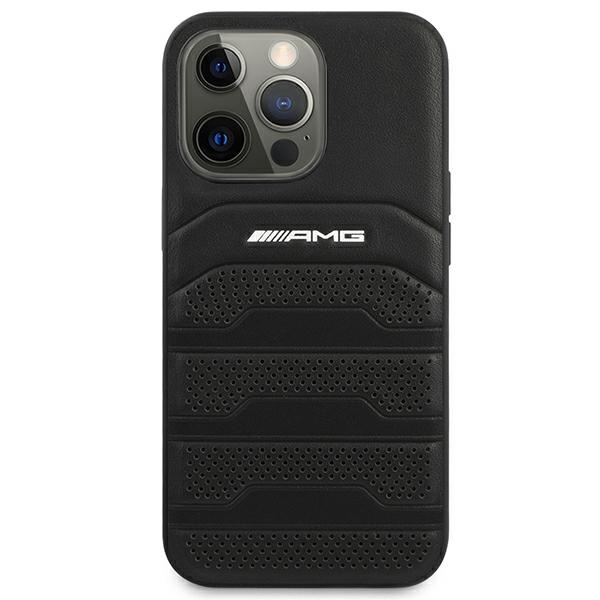 Mercedes AMG AMHCP14LGSEBK Apple iPhone 14 Pro black hardcase Leather Debossed Lines