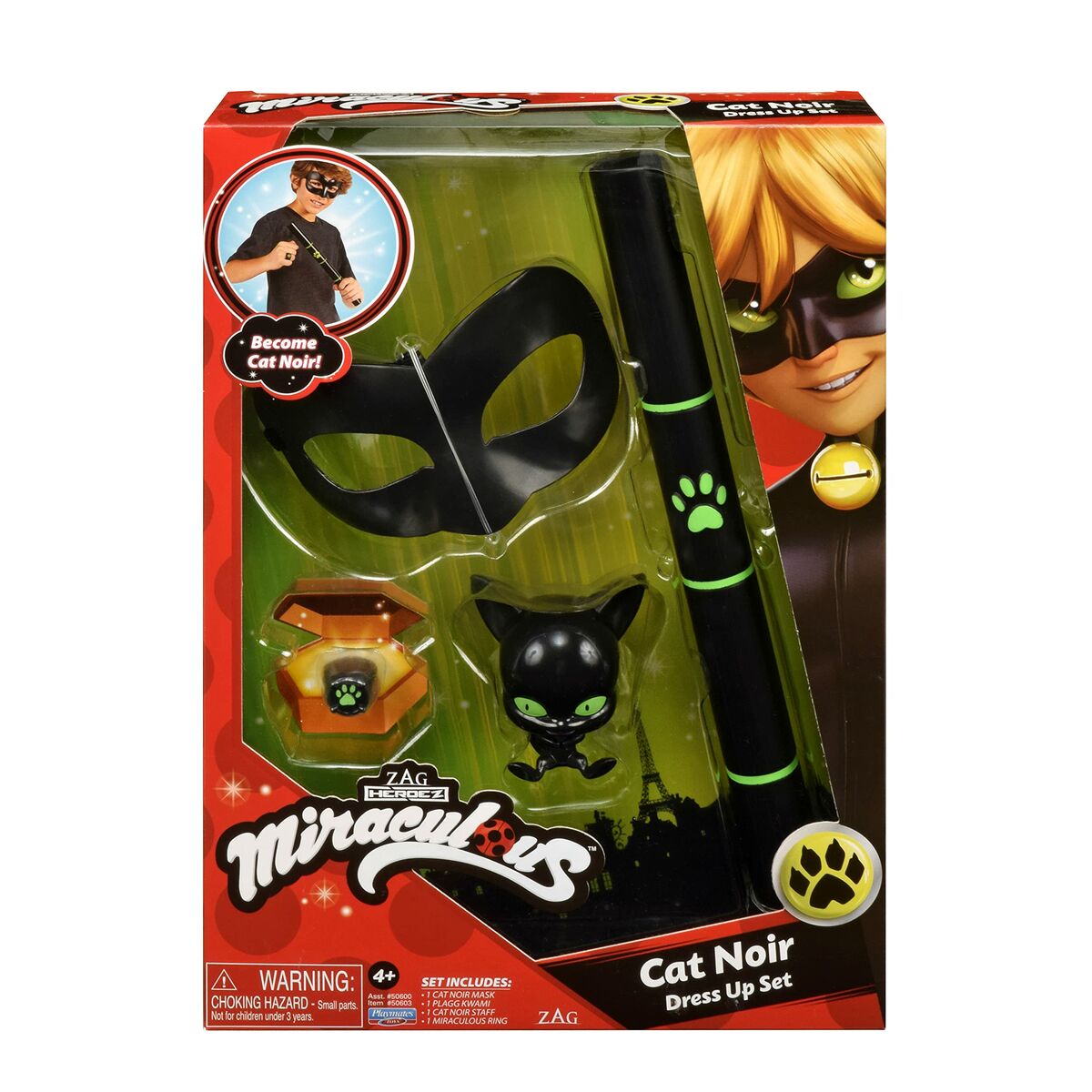 Costume for Children Miraculous: Tales of Ladybug & Cat Noir Transformation Set - Cat Noir 4 Pieces Black Multicolour