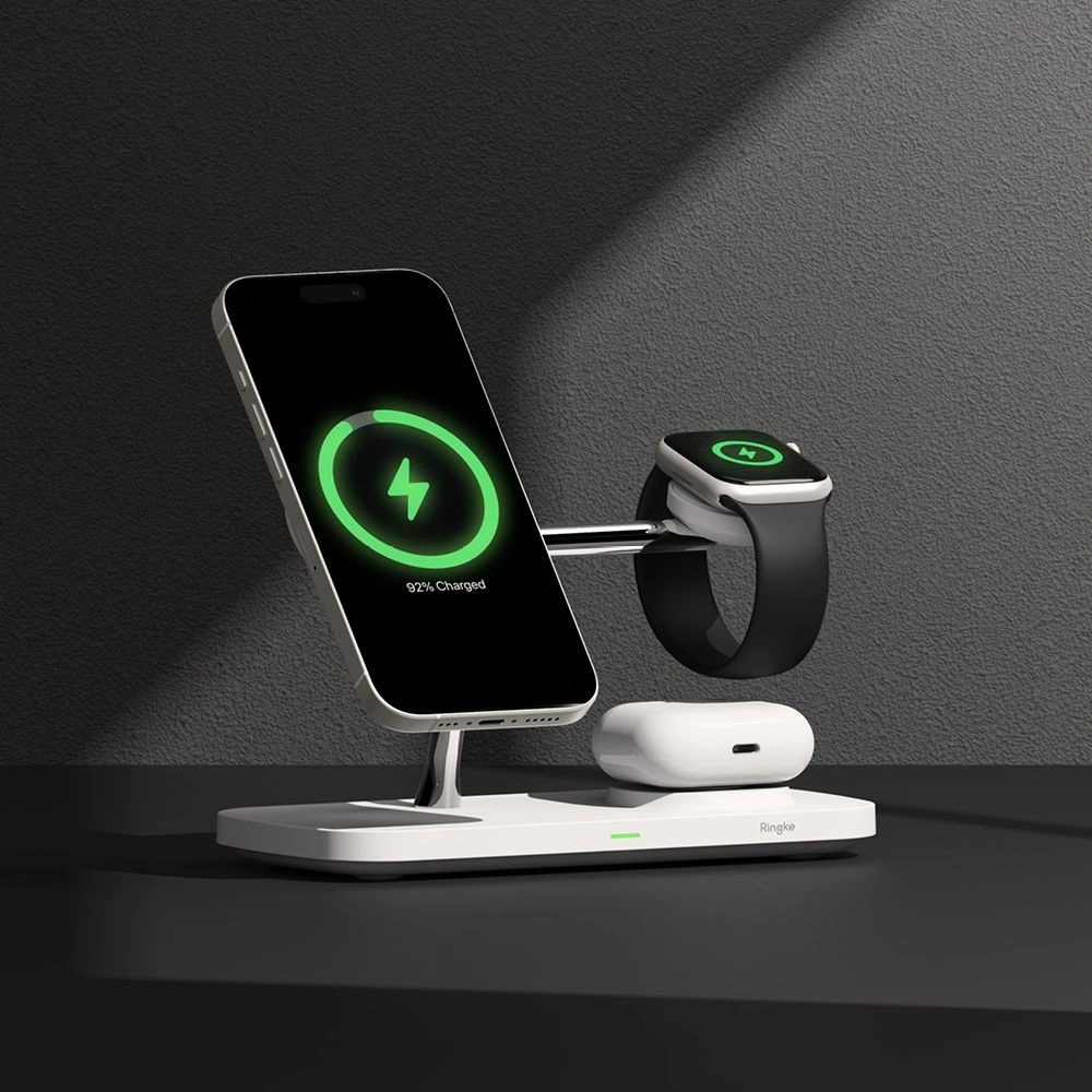 Ringke 3in1 Qi2 Magnetic Charger MagSafe Wireless Charger White