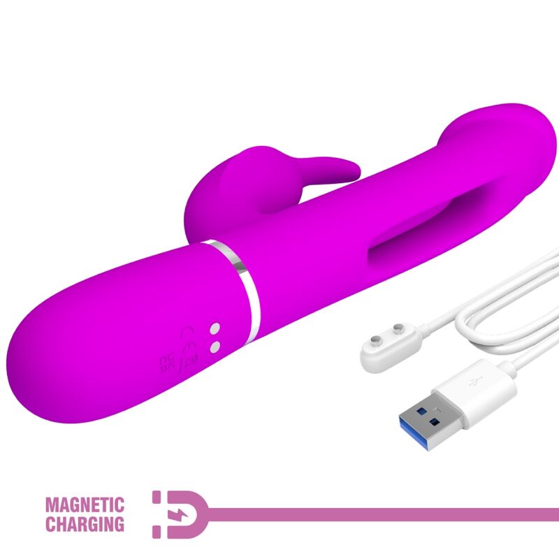 PRETTY LOVE - KAMPAS RABBIT 3 IN 1 MULTIFUNCTION VIBRATOR WITH TONGUE VIOLET