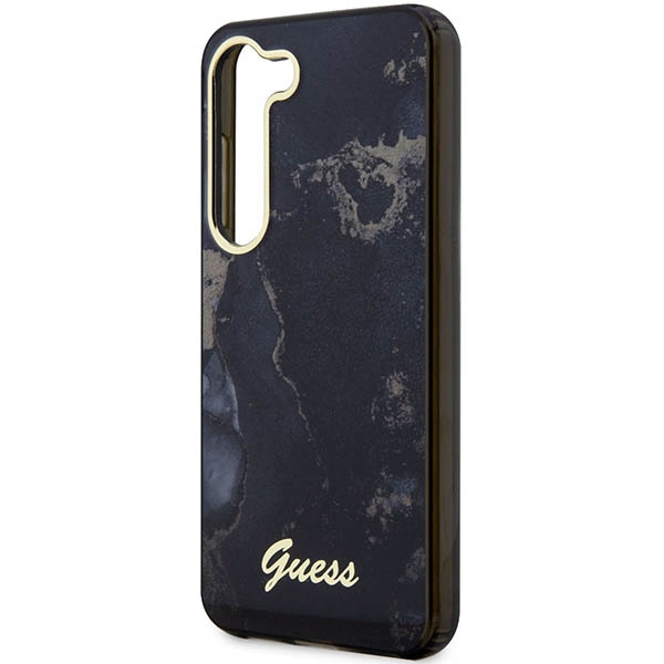 Guess GUHCS23SHTMRSK Samsung Galaxy S23 black hardcase Golden Marble Collection