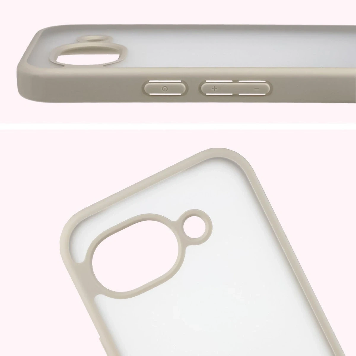 Etui Bizon Case Angelo do Google Pixel 10a półprzezroczyste z beżową ramką