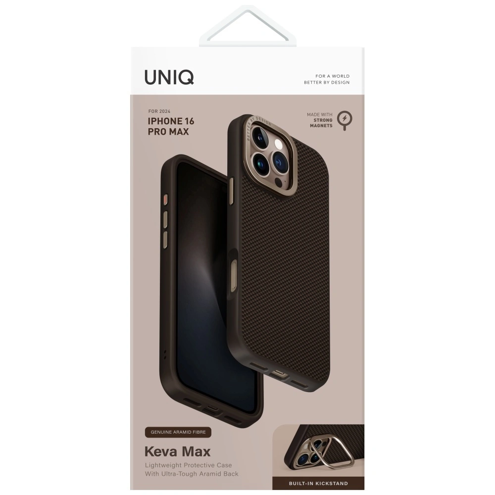 UNIQ Keva Max Apple iPhone 16 Pro Max Magclick Charging Camera Stand brown