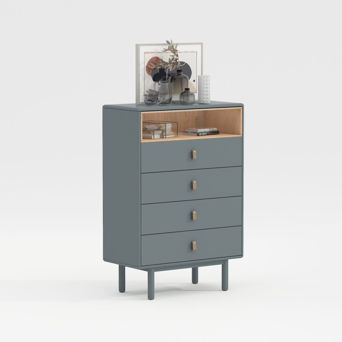 Chest of drawers Home ESPRIT Blue Grey polypropylene MDF Wood 80 x 40 x 117 cm