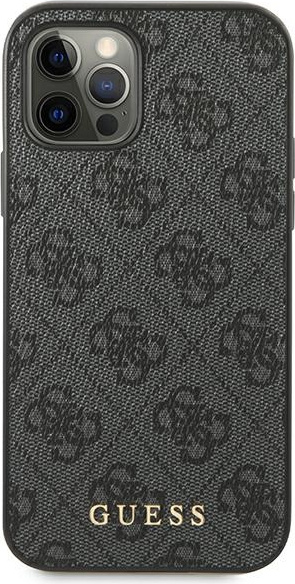 Guess GUHCP12MG4GFGR Apple iPhone 12/12 Pro grey hard case 4G Metal Gold Logo