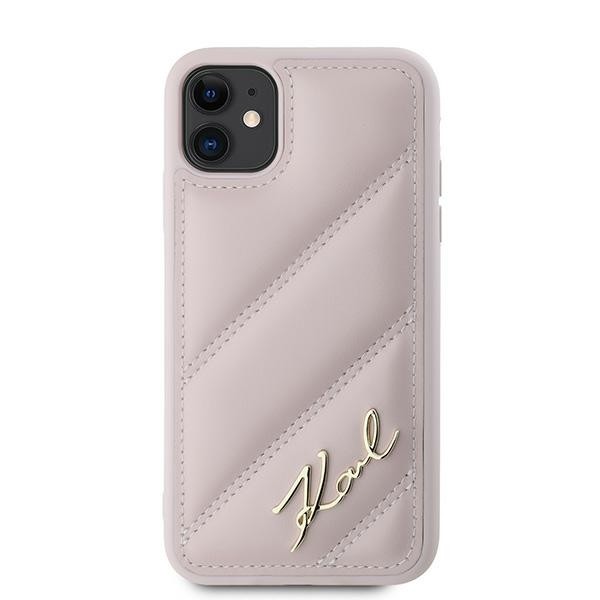Karl Lagerfeld KLHCN61PQDSMGP Apple iPhone 11 / XR hardcase Diagonal Quilted Script pink