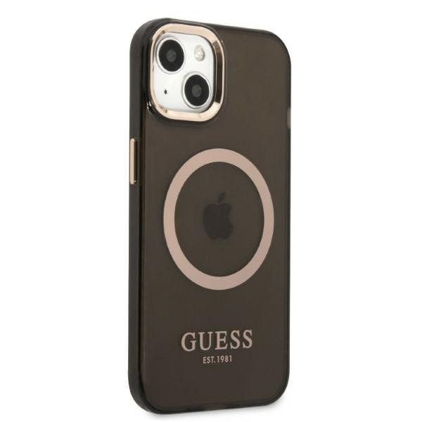Guess GUHMP13MHTCMK Apple iPhone 13 black hard case Gold Outline Translucent MagSafe