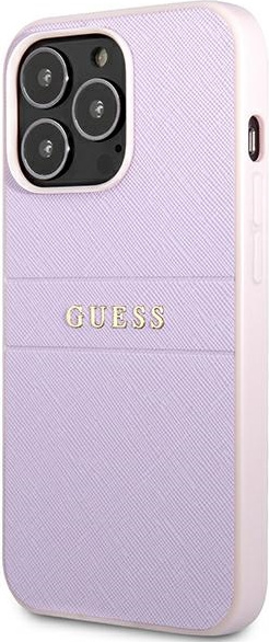 Guess GUHCP13LPSASBPU Apple iPhone 13 Pro purple Saffiano Hot Stamp & Metal Logo