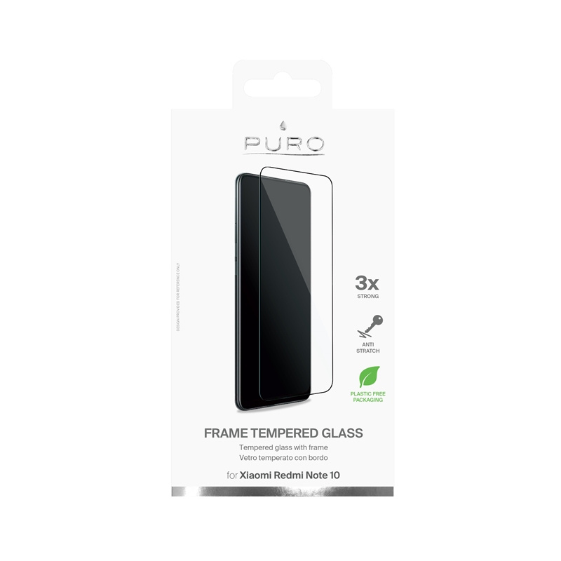 PURO Frame Tempered Glass Redmi Note 10 (black)