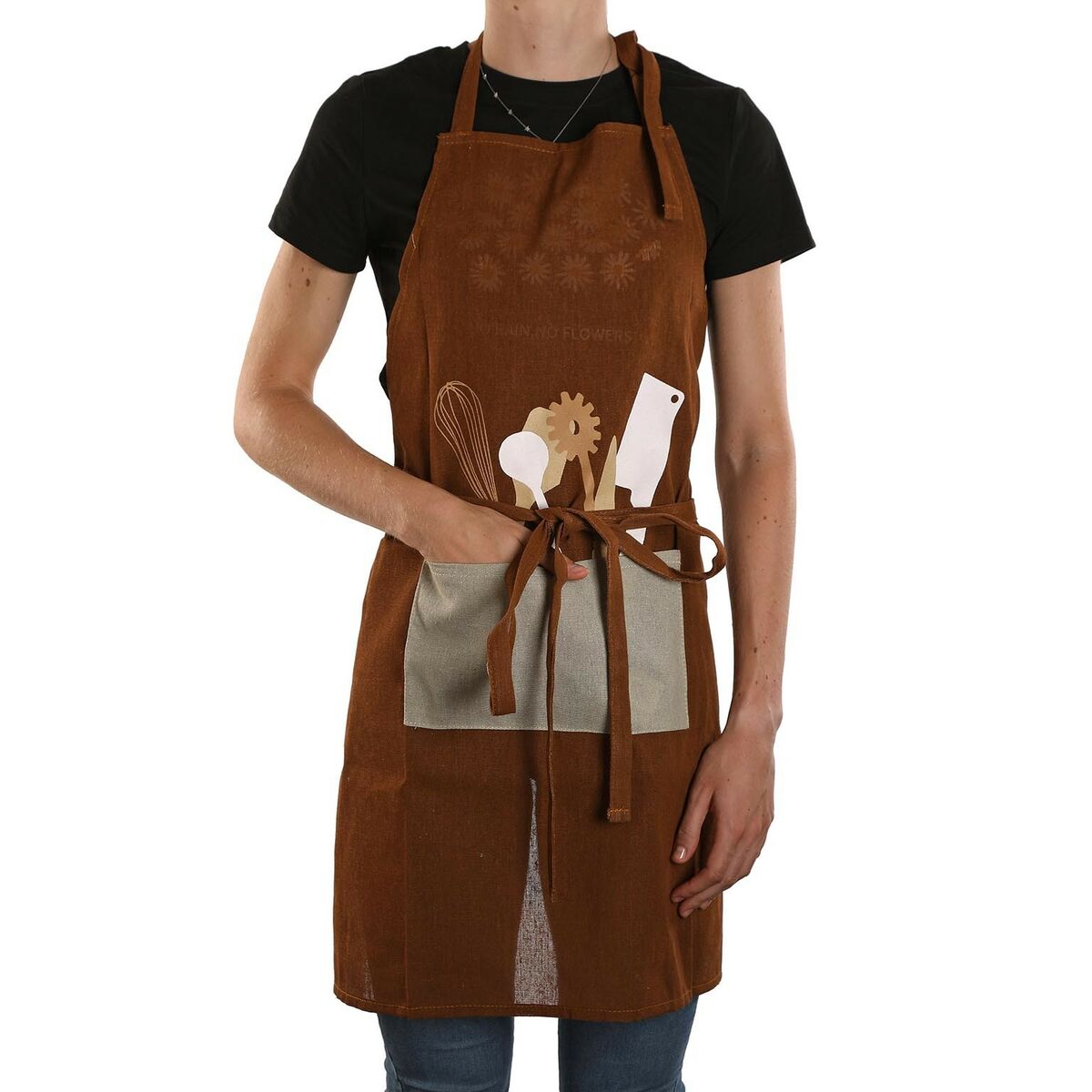 Apron Versa Cubiertos Brown Polyester Cotton Nylon (80 x 70 cm)