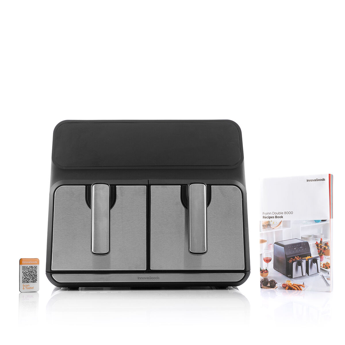 No-Oil Fryer InnovaGoods Fryinn Double 8000 Black Stainless steel 3400 W 8 L