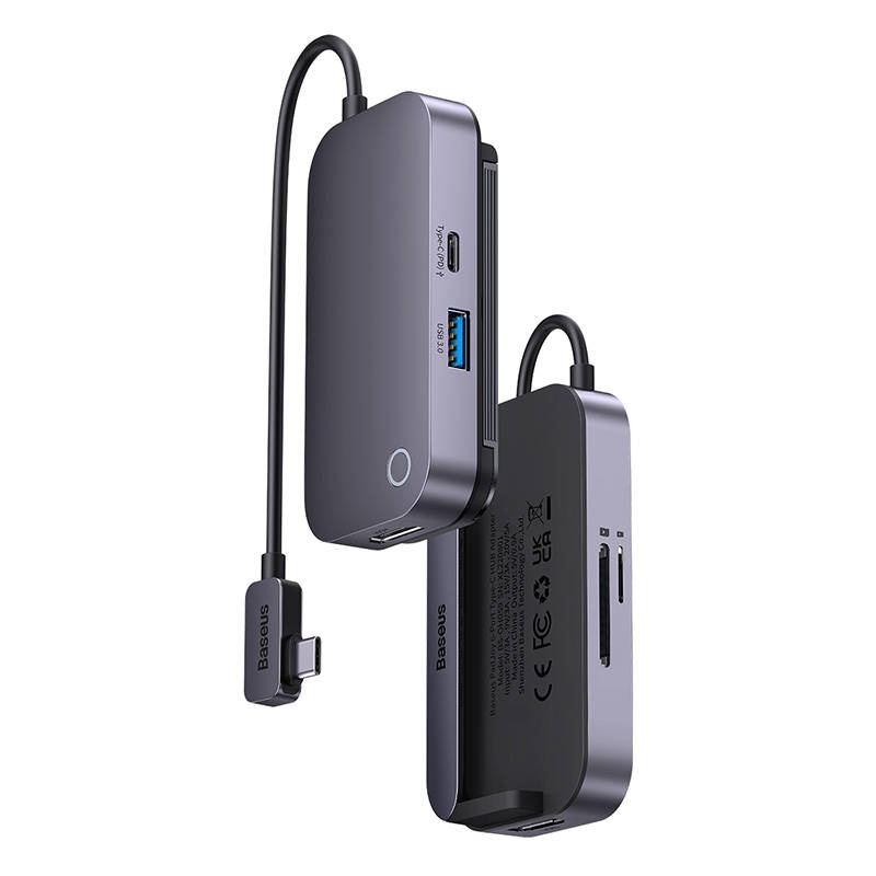 Hub 6in1 Baseus PadJoy Series USB-C - USB 3.0 + HDMI + USB-C PD + jack 3.5mm + SD/TF (gray)