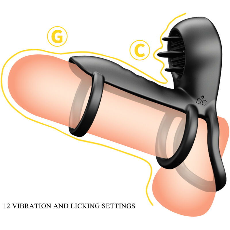 PRETTY LOVE - JAMMY PENIS SLING 12 VIBRATING AND LICKING SETTINGS RECHARGEABLE SILICONE