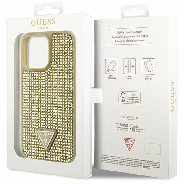 Guess GUHCP14XHDGTPD Apple iPhone 14 Pro Max gold hardcase Rhinestone Triangle