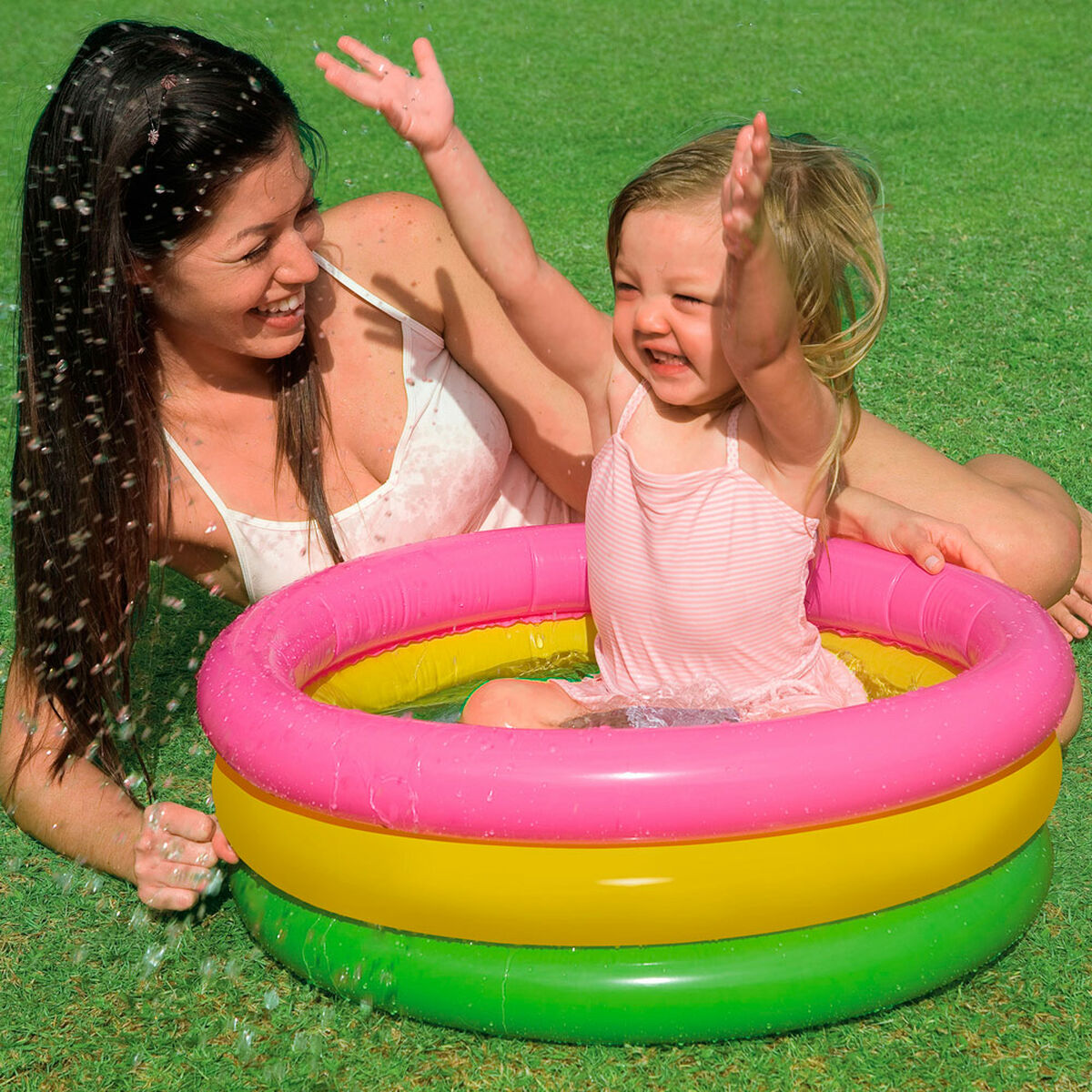 Inflatable Paddling Pool for Children Intex Sunset Glow Rings 61 x 22 x 61 cm 28 L (12 Units)