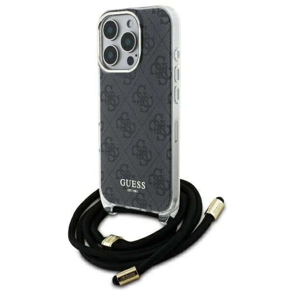 Guess GUHCP16LHC4SEK Apple iPhone 16 Pro hardcase Crossbody Cord 4G Print black