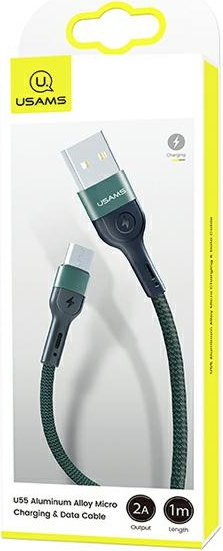 USAMS Nylon Cable U55 2A microUSB green 1m SJ450USB02 (US-SJ450)