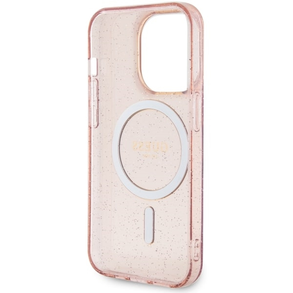 Guess GUHMP14XHCMCGP Apple iPhone 14 Pro Max pink hardcase Glitter Gold MagSafe