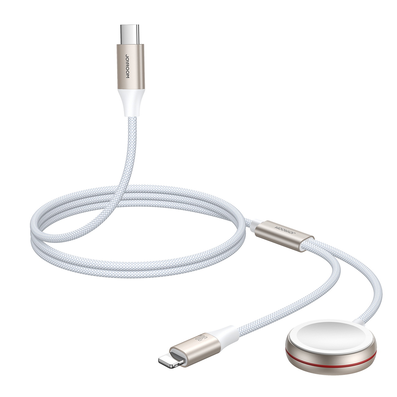 Joyroom S-IW011 2in1 cable USB-C / Lightning, inductive charger for Apple Watch 1.5m white