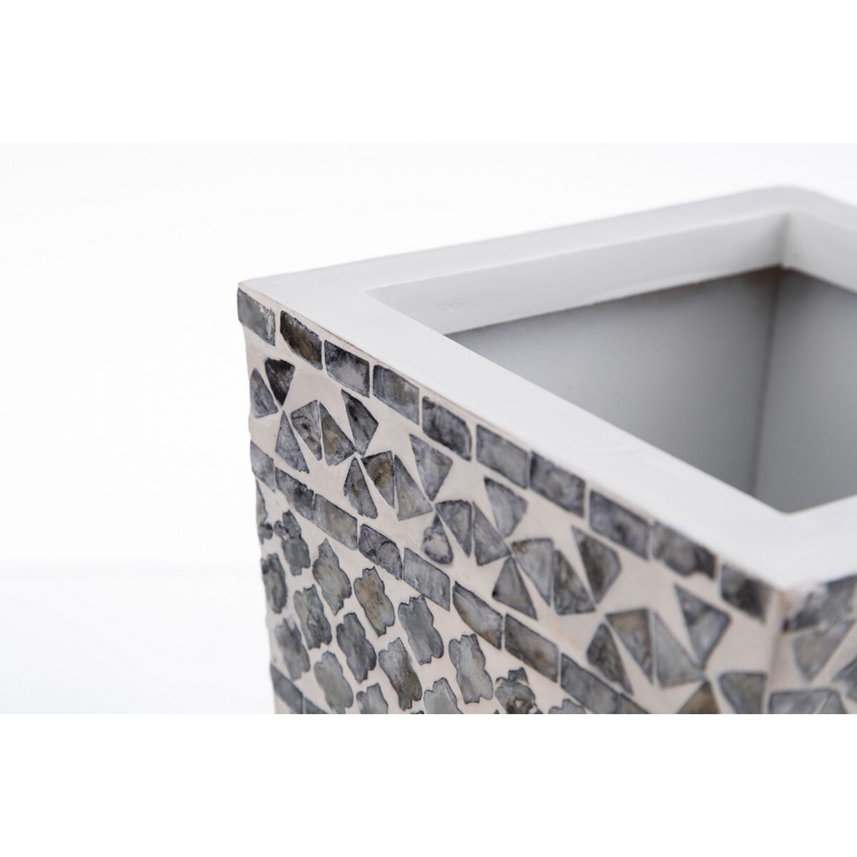 Planter Grey White Mother of pearl 21 x 21 x 47 cm