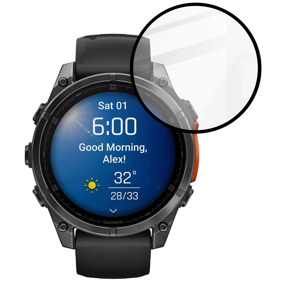 Bizon Glass Watch Edge Hybrid Garmin Fenix 8 AMOLED 47 mm black