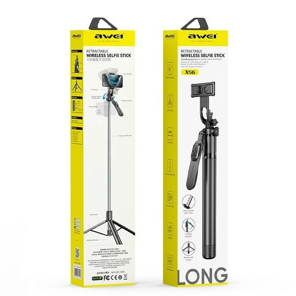 AWEI X56 selfie stick aluminum alloy black