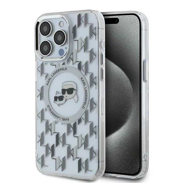 Karl Lagerfeld KLHMP15LHMCKMHT Apple iPhone 15 Pro IML Monogram Karl&Choupette Head MagSafe transparent