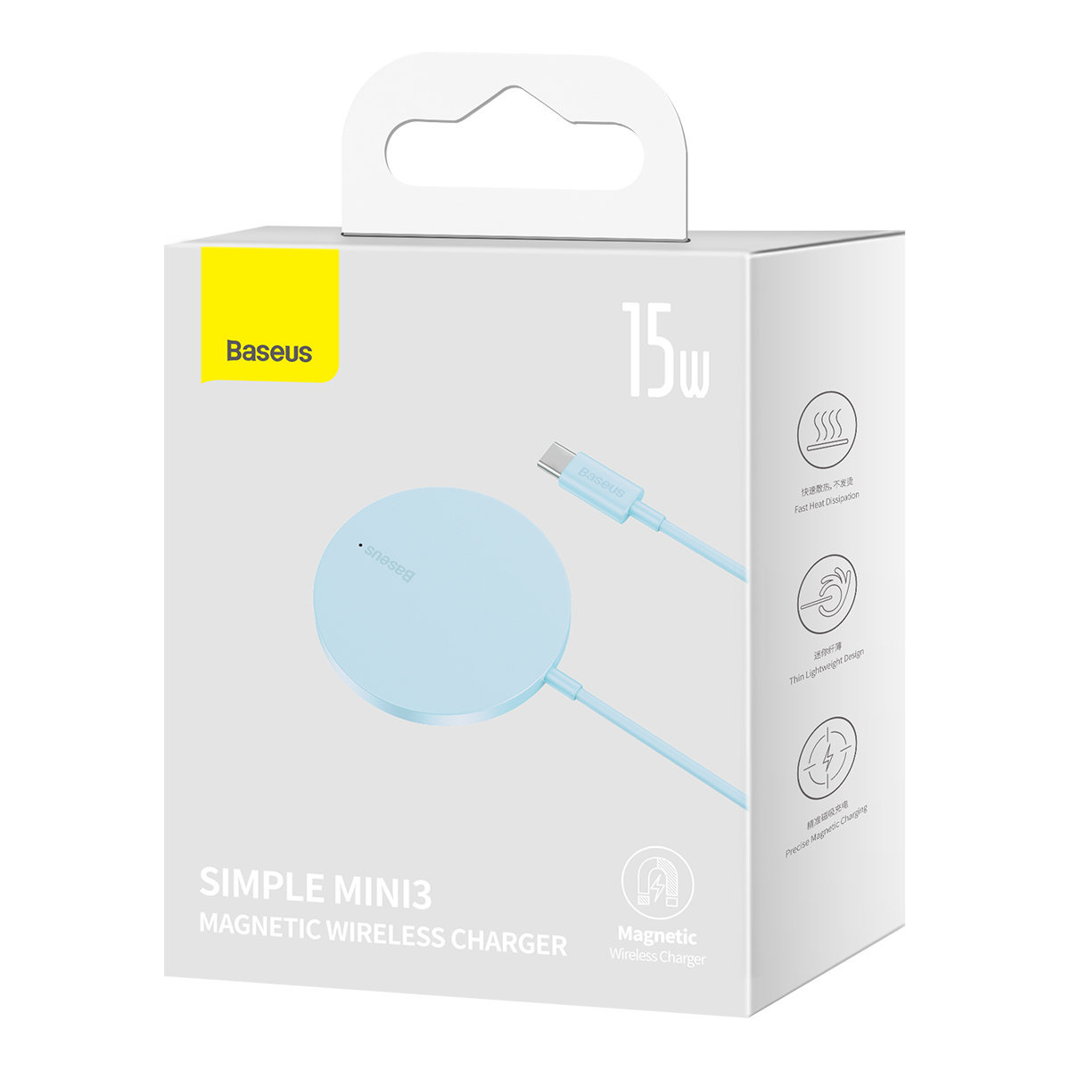 Baseus Simple Mini3 Wireless Charger MagSafe Qi 15W niebieska