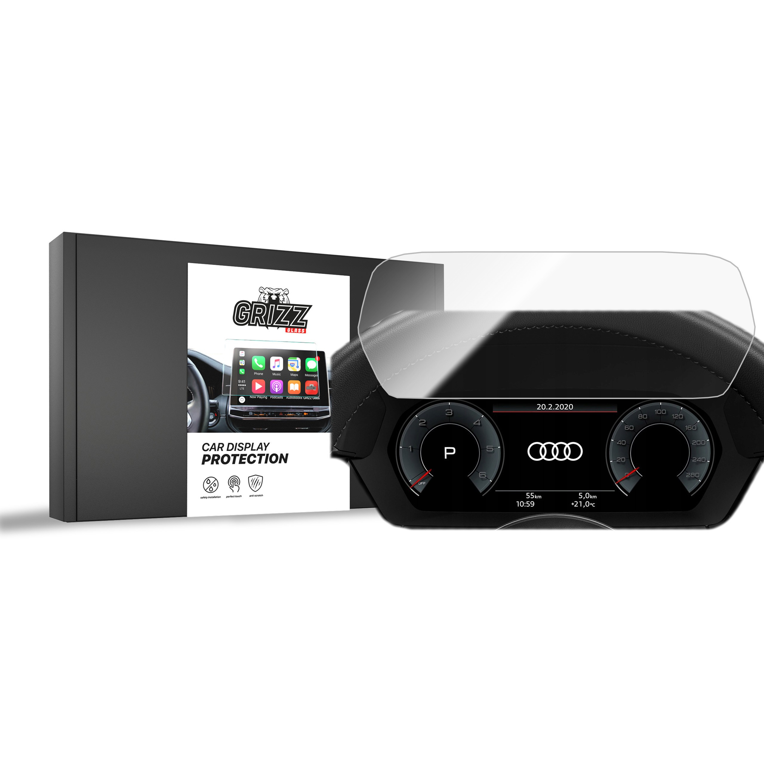 GrizzGlass CarDisplay Protection Audi RS3 8Y Virtual Cockpit Plus 12,3" 2020