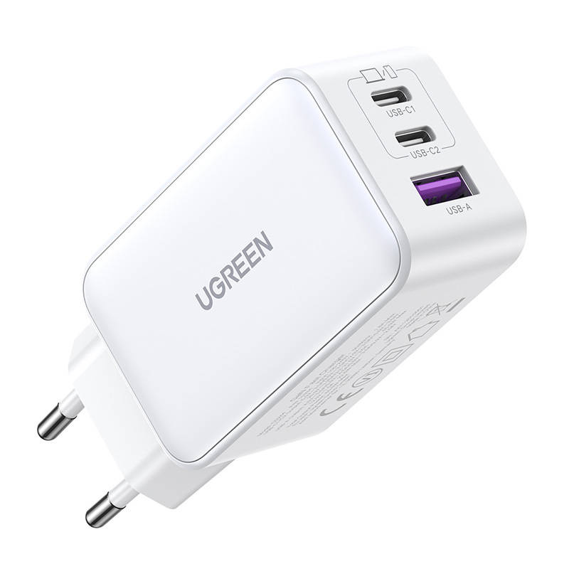 UGREEN CD244 Nexode wall charger, 2xUSB-C, USB-A 3.0, PD3.0, QC4.0, GaN, 65W (white)