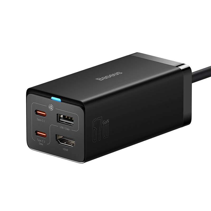 Baseus GaN5 Pro Wall Charger 2xUSB-C + USB + HDMI, 67W (black)