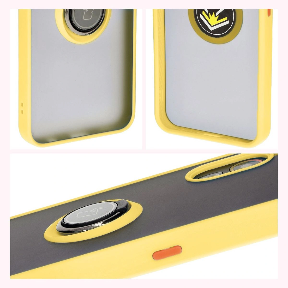 Bizon Case Hybrid Ring Samsung Galaxy Xcover7 smoky with a yellow frame
